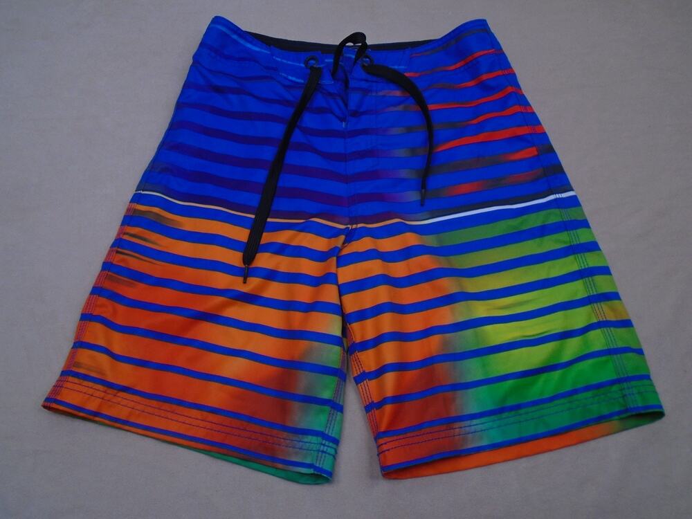 Oakley Men's Colorful Striped Rainbow Draw String Swim Trunks/board Shorts Sz 30